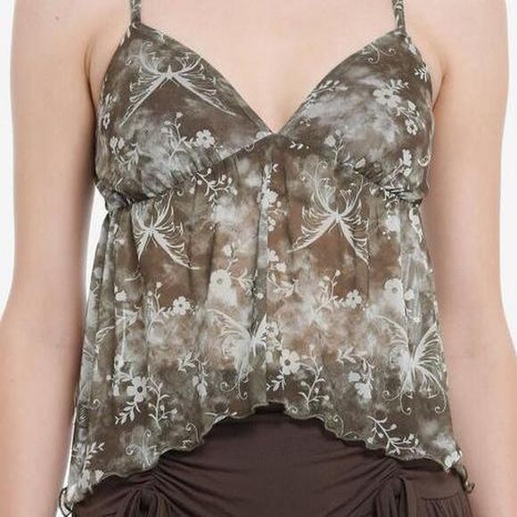 Hot Topic Tops - HOT TOPIC Thorn & Fable Beautiful Fairycore green brown | Forest Fairy